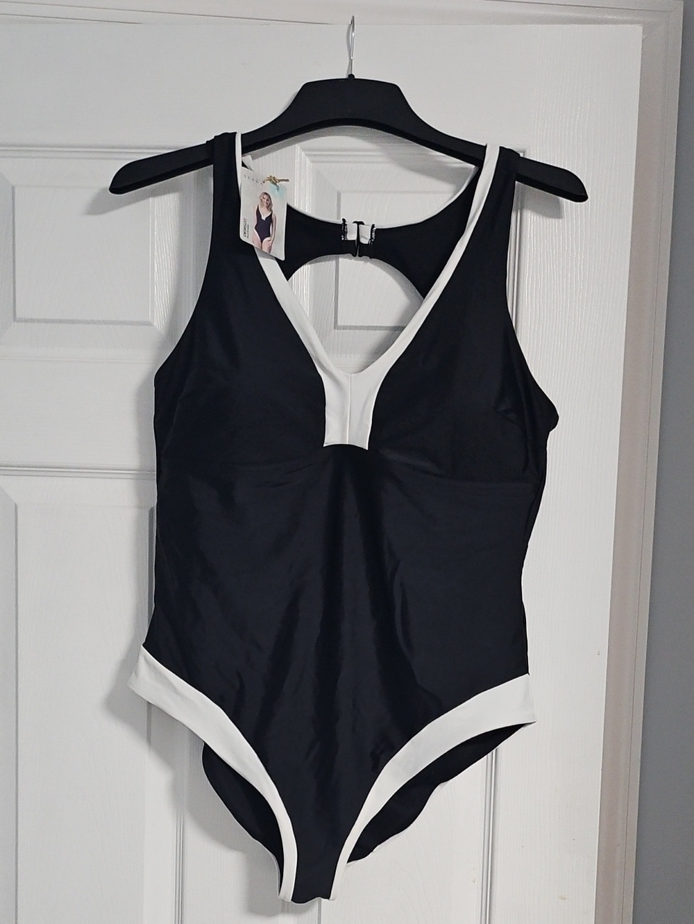 Black and White Girls' One-Piece Swimsuit